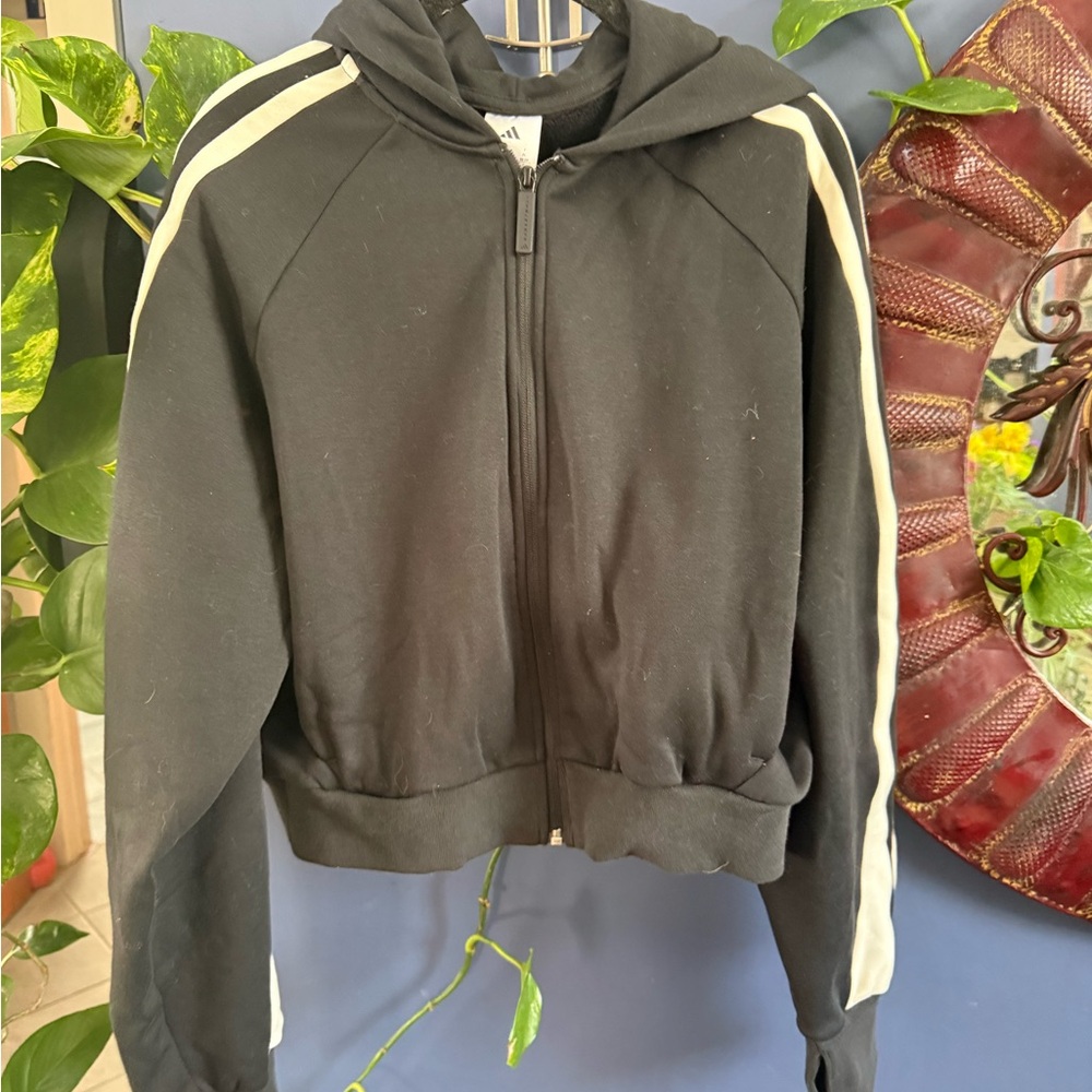 Adidas Black Hoodie with White Accents